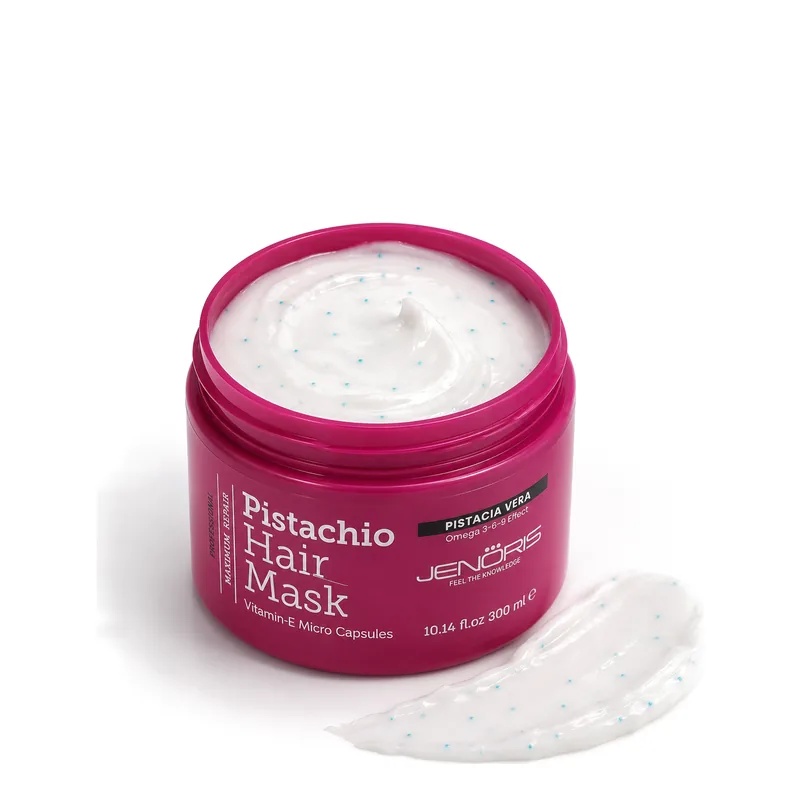 Jenöris Pistachio Hair Mask, 300 ml jar with Vitamin-E micro capsules